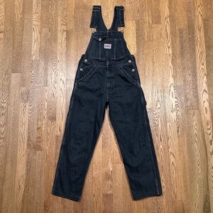 Vintage 90s Ikeda Canada Made Black Carpenter Black Denim Jeans Overalls Mens XS